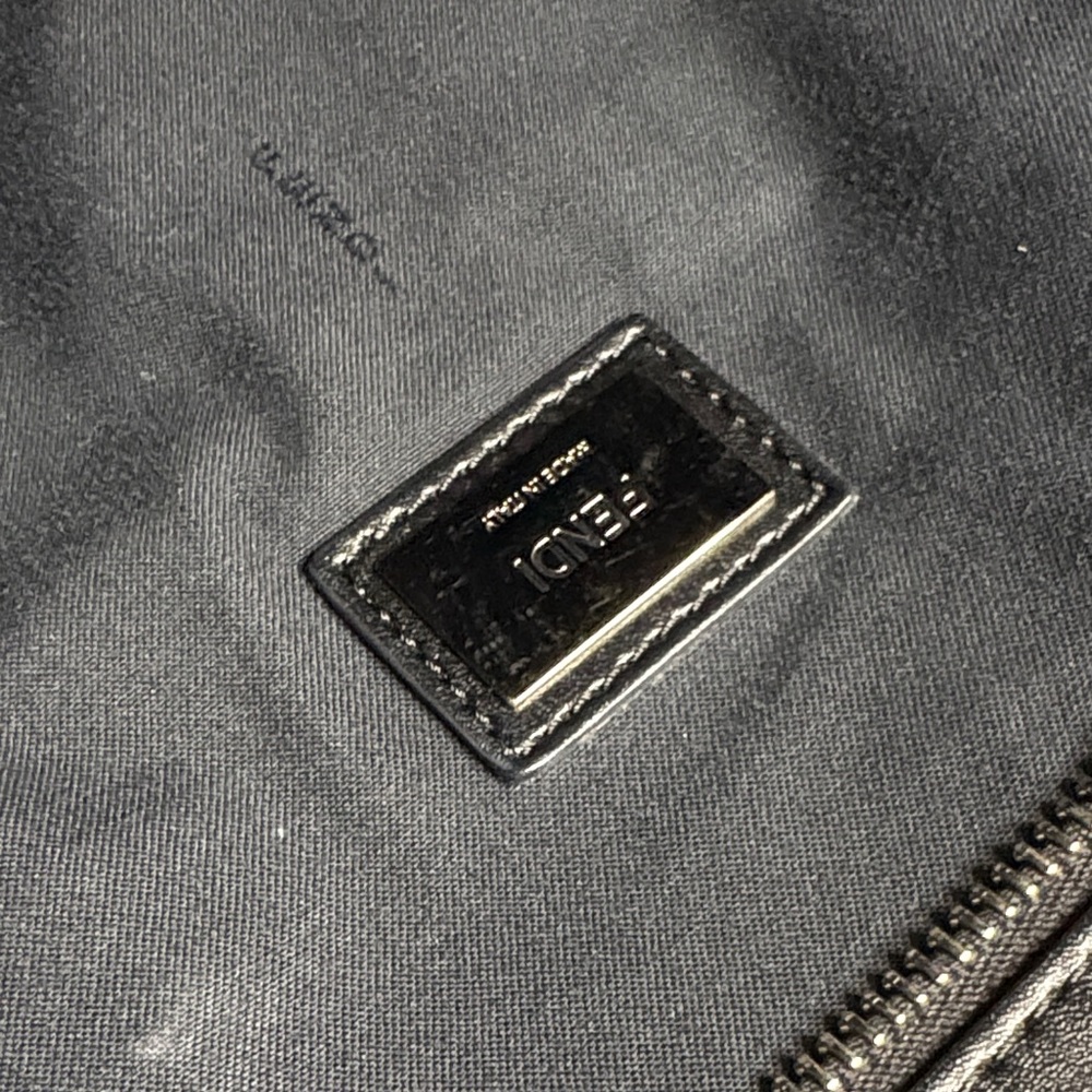 FENDI Monster Medium Black Leather Tote Bag Eyes Zip Pocket Authentic - Picture 12 of 15
